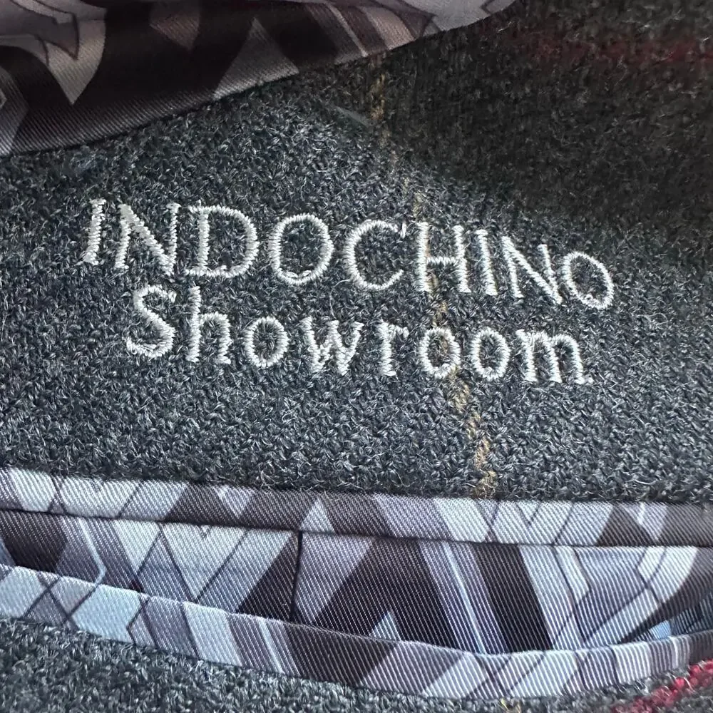 Indochino Made For You 100% Wool Windowpane Blazer Sport Coat Gray 2 Button
